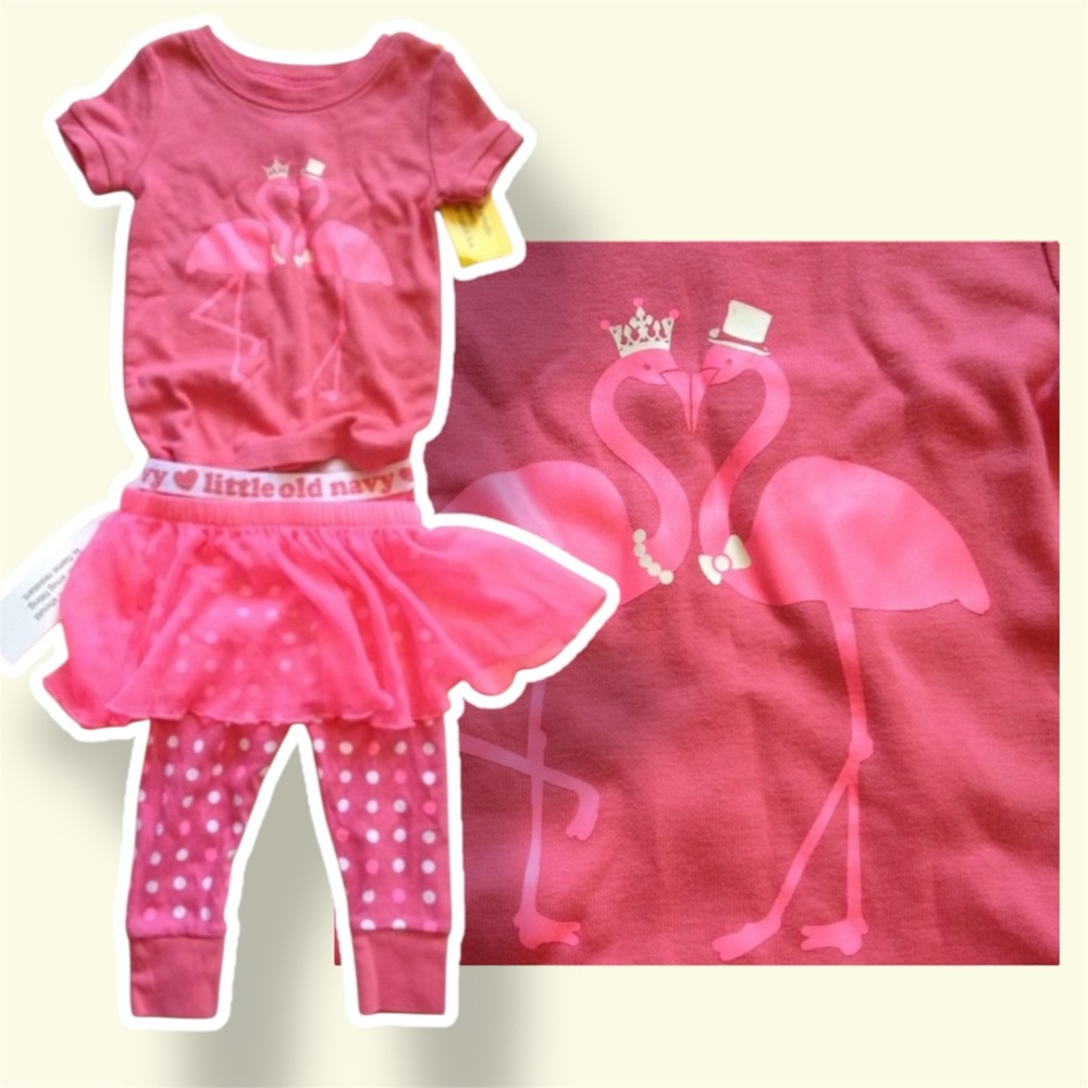 NWT 3pc set adorable pant/tutu/tee set pink flamingo new. 3-6m - Picture 2 of 9
